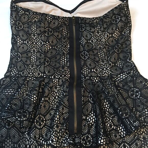 Romeo & Juliet Couture Black Lace Strapless Dress Jr MED - Picture 5 of 8